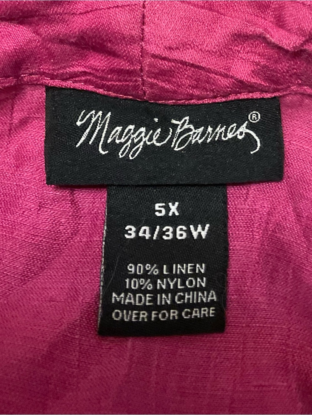 Maggie Barnes Plus-Size Linen Blend Top in Fuchsia - Picture 2 of 3